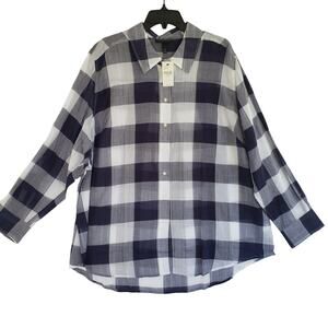 Lane Bryant Shirt Womens Plus Size 22/24 Plaid Blue Gray Button Up Collared New